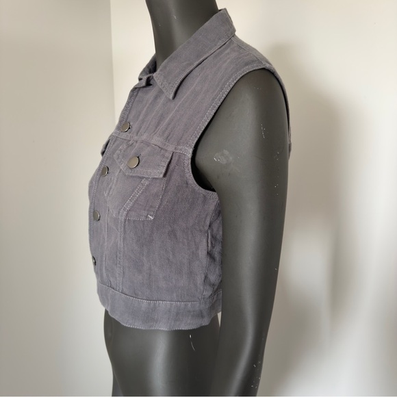 🌿 Zara 100% Linen Gray Cropped Vest – Size Medium - Picture 2 of 7